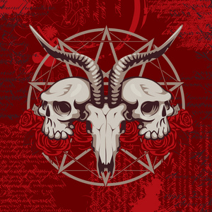 山羊头骨上具有隐匿性符号的背景野山羊图一套矢量线