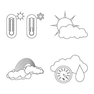 天气和气候符号的矢量设计。收集天气和云股票符号的网站