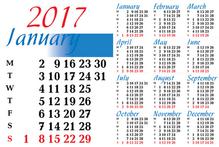 2017 年日历
