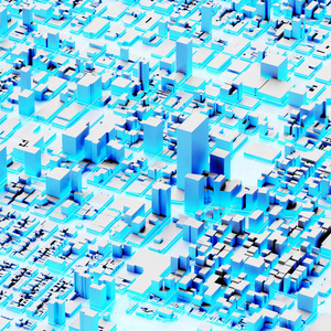 技术特大城市城市和未来技术概念, 原始3d 渲染