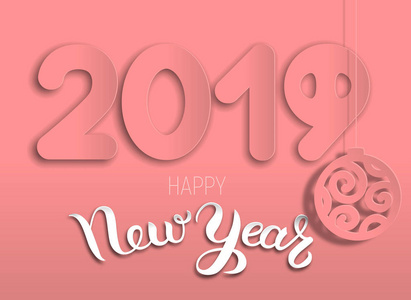 粉红色的新年贺卡年猪2019