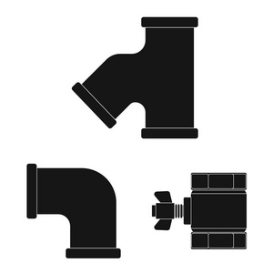 管道和管状标志的孤立物体。管道和管线库存矢量图集