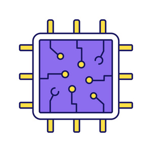芯片颜色图标, 处理器在白色背景上