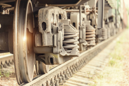 铁轨上的火车车轮.铁路照片