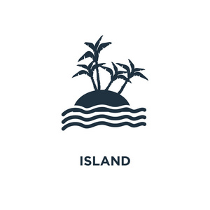 岛图标.黑色填充矢量图.白色背景上的岛屿符号.可用于网络和移动照片