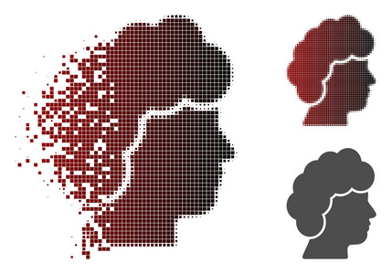 分解失真半色调女性配置文件图标