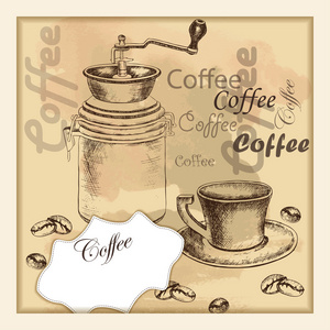 手绘草图咖啡上旧的背景设置