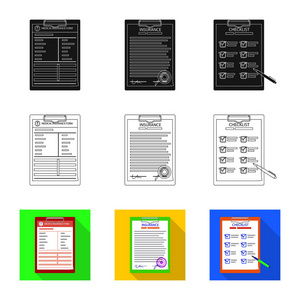 窗体和文档图标的矢量设计。股票的窗体和标记矢量图标集