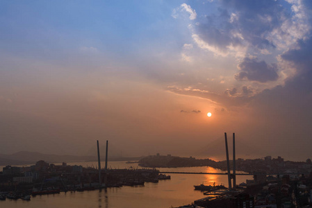 海参崴市容，日落美景