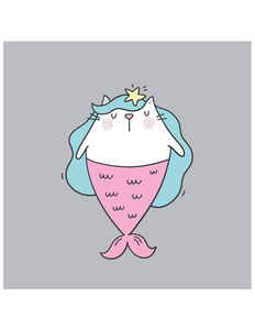 严重的猫严重的猫美人鱼灰色背景照片