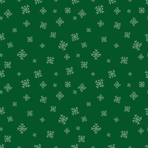 绿色 snowflalls 矢量无缝模式。圣诞假期背景