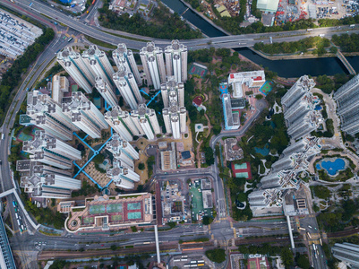 香港城市住宅小区鸟瞰图图片