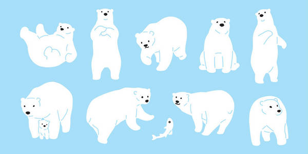熊矢量北极熊图标徽标插图字符涂鸦白色