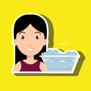 女人卡通水斗塑料洗涤剂