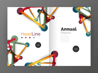 线条和圆圈，现代抽象业务年度报告模板