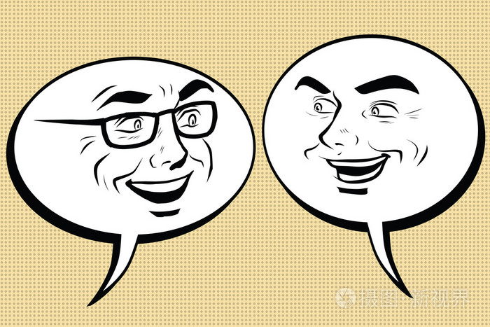 快乐有两个人说话.漫画泡沫笑脸
