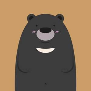 熊铁筷子,美丽与危险灰熊的熊吉祥物头矢量卡通可爱的黑熊羊后站在