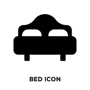 床图标矢量在白色背景下隔离, 标志概念的床上标志透明背景, 实心黑色符号