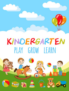 幼儿园游戏和学习海报照片