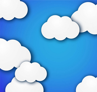 美丽的蓬松空云在蓝色背景向量上的插图