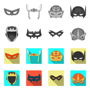 矢量设计英雄和面具图标。英雄和超级英雄股票矢量插图收藏