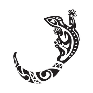 蝾螈纹身在毛利人的风格。矢量图 Eps10