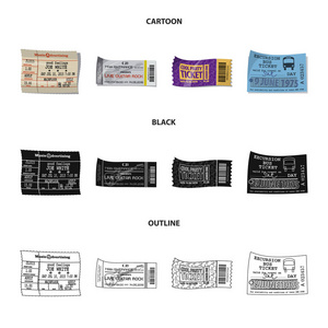 门票和入场图标的孤立对象。票和事件股票矢量图集