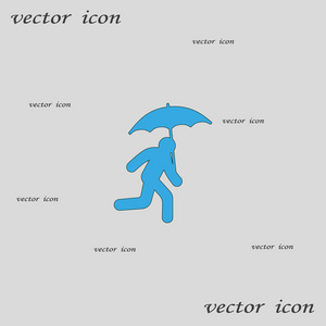 带伞的跑步人矢量插图图标图片