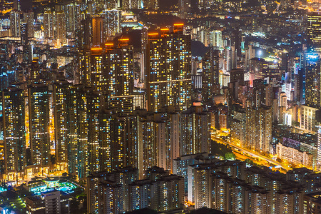 香港城市夜景的美丽建筑模式图片