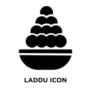 Laddu 图标矢量隔离在白色背景上, 标志概念的 Laddu 标志在透明的背景, 充满黑色符号