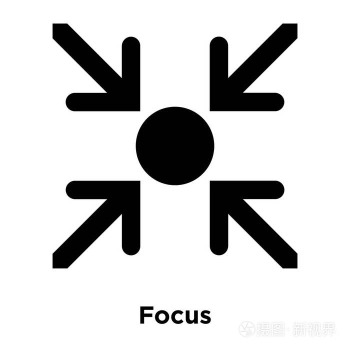 焦点图标向量被隔离在白色背景上, 标志概念的焦点标志在透明背景, 实心黑色符号