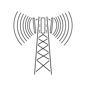 蜂窝广播天线图标。细线设计。矢量插图