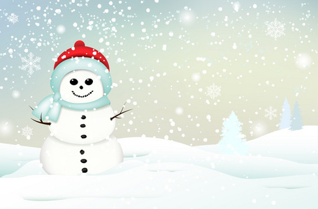 微笑在冬季景观雪人