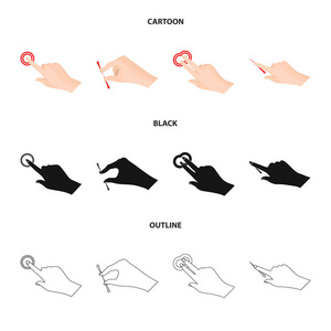 触摸屏和手形图标的孤立对象。触摸屏和触摸股票矢量图集