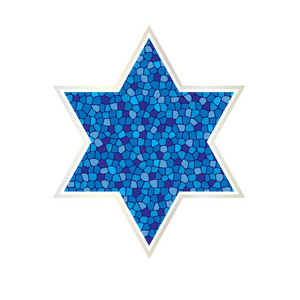 马赛克犹太星与银色边框