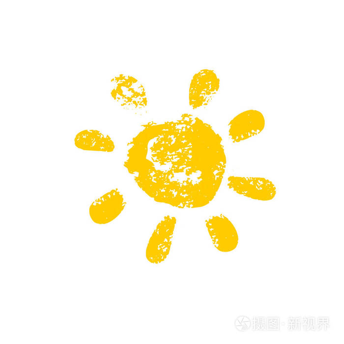手绘矢量图太阳图标.标志或商业标志设计.白色背景上的黄色符号被隔离