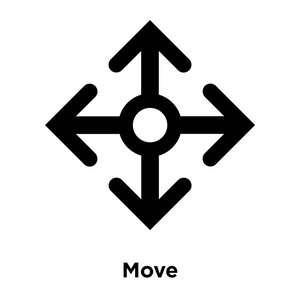 在白色背景下移动图标矢量, 在透明背景上移动标志的徽标概念, 填充黑色符号