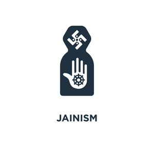 黑色填充矢量图.白色背景上的耆那教符号.可用于网络和移动照片