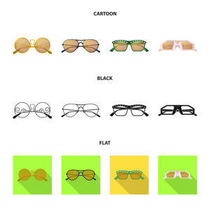 眼镜和太阳镜符号的矢量设计。眼镜套和附件股票矢量图