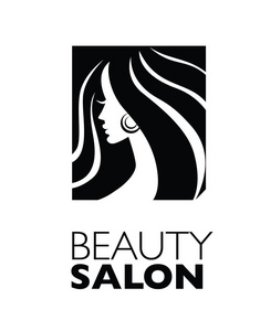 美丽的头发女人的插图可作为美容院水疗标志