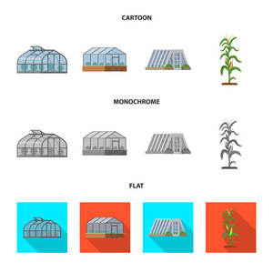 温室和植物符号的孤立对象。网站的温室和花园股票符号收集
