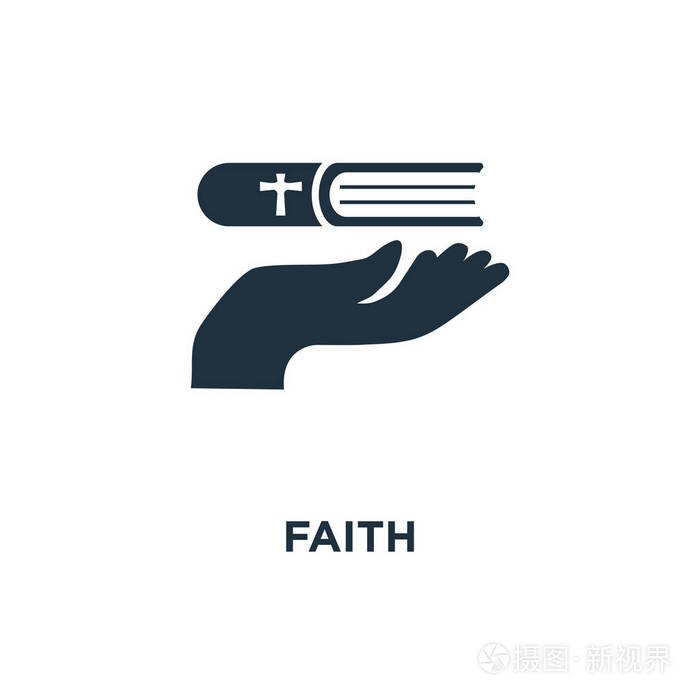 信仰图标.黑色填充矢量图.在白色背景上的信仰符号.可用于网络和移动