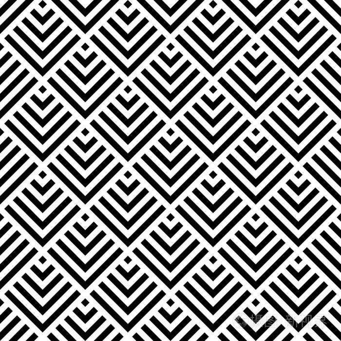 插画 现代抽象重复的几何图案从白色和黑色线.迷宫的错觉.