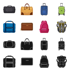 手提箱和行李符号的矢量设计。收集手提箱和旅行股票符号的网站