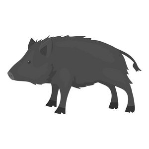 野猪在白色背景上孤立的单色样式图标。狩猎象征股票矢量图