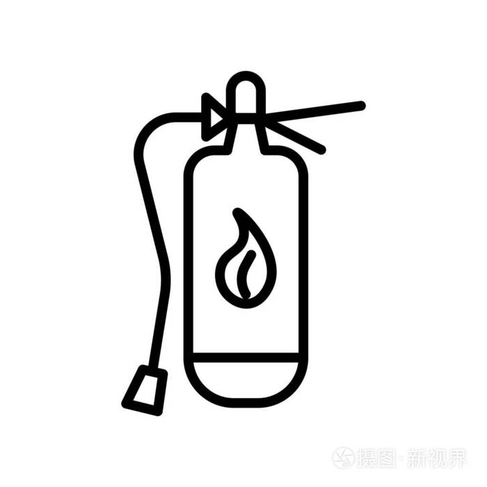 灭火器图标矢量隔离在白色背景, 灭火器透明标志, 线性符号和笔画设计