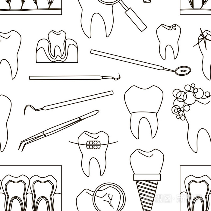 牙科牙齿图标模式插画-正版商用图片0t1h1y-摄图新视界