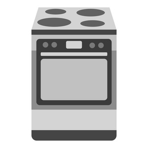 厨房炉灶图标单色风格隔离白色背锅