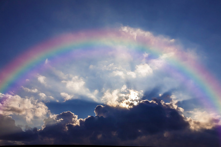 对天空的彩虹图片