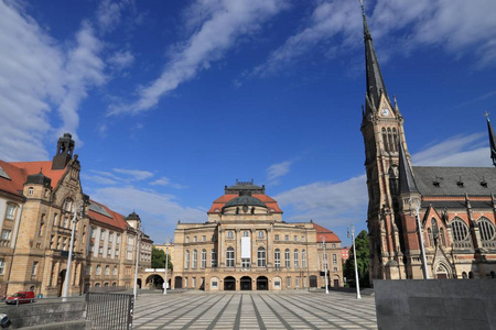 Chemnitz 城市在德国 萨克森状态。Theaterplatz剧院广场